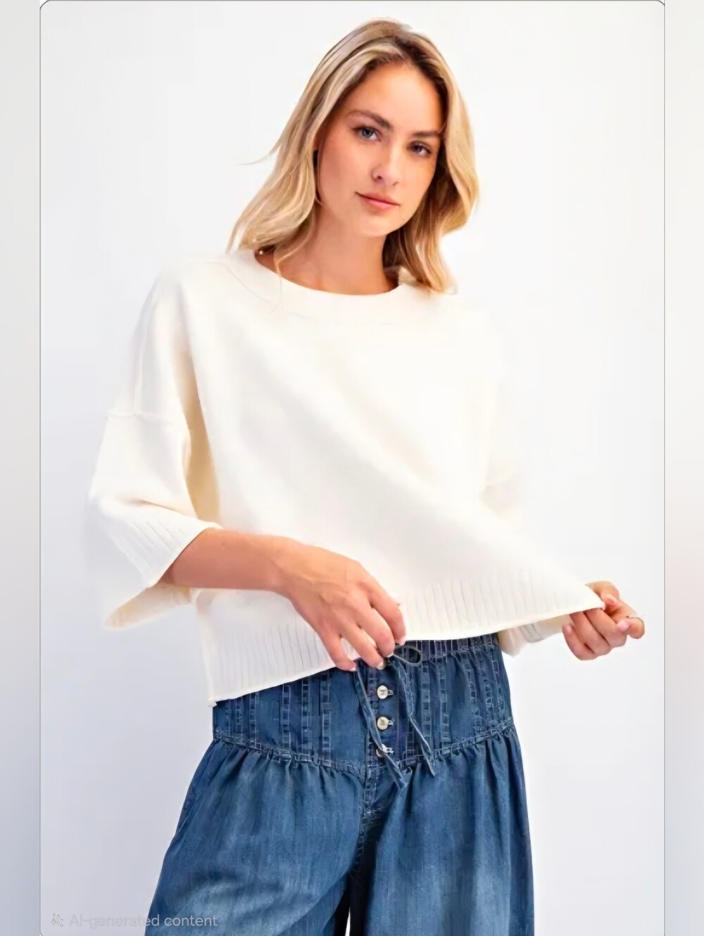 NWOT Ivory Crewneck Oversized Sweater - Classic Soft Knit